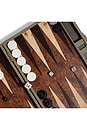 view 4 of 7 Geneva Backgammon Set in Dusty Green Leather