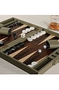 view 6 of 7 Geneva Backgammon Set in Dusty Green Leather