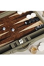 view 7 of 7 Geneva Backgammon Set in Dusty Green Leather