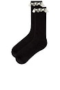 view 2 of 2 Lace Trim House Socks in Black