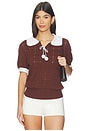 view 1 of 4 Rufus Pom Pom Sweater in Brown & Off White