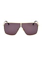 view 1 of 3 Huxley Sunglasses in Shiny Deep Gold & Smoke