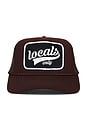 view 1 of 3 Locals Only Script Trucker Hat in Brown
