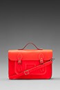 view 1 of 5 Embossed Stamp Satchel in Fluoro Red