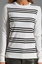 view 3 of 4 Evian Stretch Tommie FS Striped Sweater in Ice White/Black in Ice White & Black