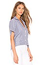view 2 of 4 Cropped Button Down Top in Blue & White
