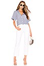 view 4 of 4 Cropped Button Down Top in Blue & White