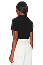 view 3 of 4 Sueded Jersey Bubble Cropped Polo in Jet Black