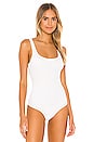 view 2 of 6 Stark Waffle Knit Square Tank Bodysuit in White