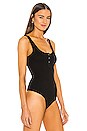 view 3 of 5 Mass Rib Henley Tank Bodysuit in Black