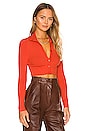 view 2 of 4 Cropped Button Down Turtleneck in Blood Orange