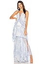 view 1 of 4 Positano Princess Maxi Dress in Cornflower & Ivory
