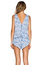 view 3 of 4 Barrier Romper in Cream & Blue Batik