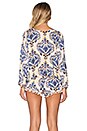 view 3 of 4 Kalani Lace Up Romper in River Cream & Blue