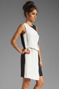 view 3 of 5 Heavyweight Silk Color Block Dress in Ivory/Black Multi in Ivory & Black Multi