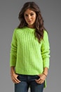 view 1 of 5 Waffle Knit Asymmetrical Sweater in Chartreuse Melange