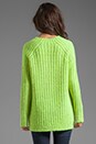 view 3 of 5 Waffle Knit Asymmetrical Sweater in Chartreuse Melange