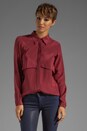 view 1 of 5 Solid Silk Drape Blouse in Cranberry