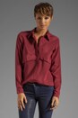 view 2 of 5 Solid Silk Drape Blouse in Cranberry