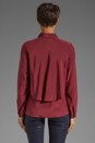 view 3 of 5 Solid Silk Drape Blouse in Cranberry