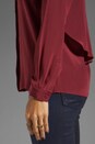 view 5 of 5 Solid Silk Drape Blouse in Cranberry