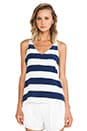 view 1 of 4 Stripe Silk Tank in Caspian Blue Multi