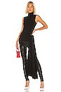view 1 of 3 Structured Crepe Shirred Drape Mockneck Top in Black