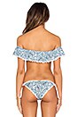 view 3 of 4 Hungarian Wallpaper Peasant Bikini Top in Sea Emerald