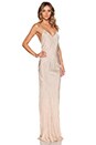 view 3 of 4 Long Plunge Dress in Nude & Black