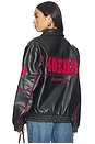 view 1 of 6 49ers Faux Leather Racing Jacket in Black