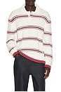 view 1 of 5 Stripe Cable Knit Polo in Ancient White