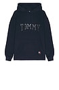 view 1 of 4 Relaxed Tommy Glitter Hoodie in Dark Night Navy