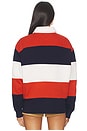 view 3 of 5 Relaxed Badge Stripe Rugby in Navy & Terracotta