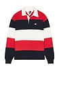 view 4 of 5 Relaxed Badge Stripe Rugby in Navy & Terracotta