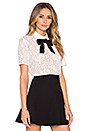 view 2 of 3 Lace Top With Velvet Bow in Ecru