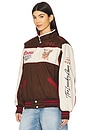 view 3 of 6 Team Ahroooo Racing Jacket in Bone & Brown
