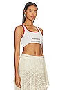 view 2 of 4 When What? Cropped Rib Tank in White & Red