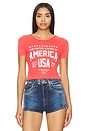 view 1 of 4 Welcome To America Baby Rib Tee Shirt in Vintage Red