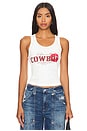 view 1 of 4 Kiss Me Cowboy Rib Tank in White