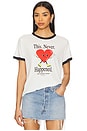 view 1 of 4 This. Never. Happened Ringer Tee in White & Black