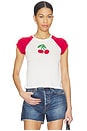 view 1 of 4 Cherries Embroidery Raglan Baby Tee in Bone & Cherry
