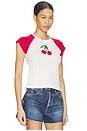 view 2 of 4 Cherries Embroidery Raglan Baby Tee in Bone & Cherry
