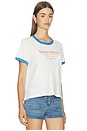 view 2 of 4 Queen Of Beers Perfect Ringer Tee in White & Blue