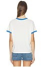 view 3 of 4 Queen Of Beers Perfect Ringer Tee in White & Blue