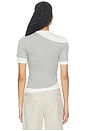 view 4 of 4 Reef Layered Ribbed Shortsleeve Top in Heather Grey & White