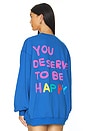view 1 of 6 You Deserve To Be Happy Crewneck in Royal Blue