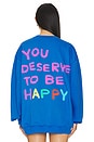view 4 of 6 You Deserve To Be Happy Crewneck in Royal Blue