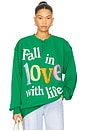 view 1 of 5 Fall in Love With Life Henley Sweatshirt in Green