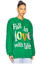 view 2 of 5 Fall in Love With Life Henley Sweatshirt in Green
