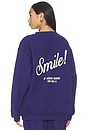 view 1 of 7 Smile Oversized Crewneck Sweatshirt in Navy Blue